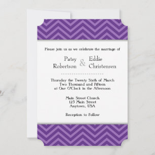 Plum Purple Chevron Invitations de mariage
