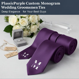 Plum Purple | Custom Monogram Wedding Groomsmen  Krawatte