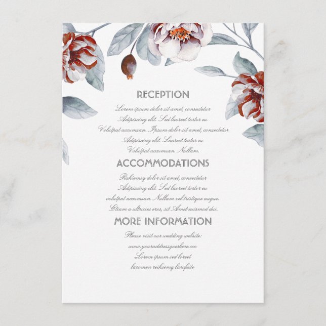 Plum Purple Flowers Wedding Information Guest Card Begleitkarte (Vorderseite)