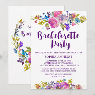Plum Purple Garden Bachelorette Party Invitation