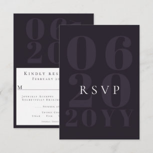 Plum Purple Minimaliste Gras Type Mariage RSVP