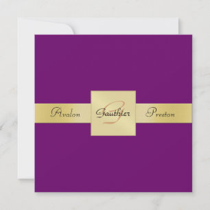 Plum Purple Or Monogramme Métal Invitation officie