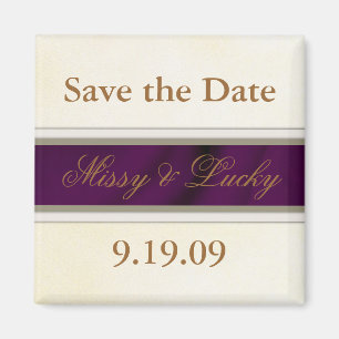 Plum Satin Speichern Sie das Date Magnet