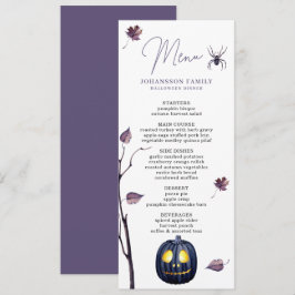 PLUM SPOOKY PUMPKIN SPIDER AUTUMN LEAF HALLOWEEN MENÜKARTE