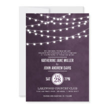 Plum String Lights Hochzeitseinladung