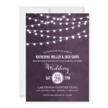 Plum String Lights Hochzeitseinladung