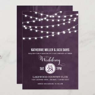 Plum String Lights Hochzeitseinladung Einladung