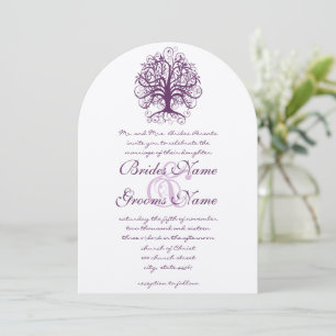 Plum Swirl Tree Roots of Liebe Wedding Einladung
