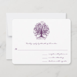 Plum Swirl Tree Wedding Response Card RSVP Karte