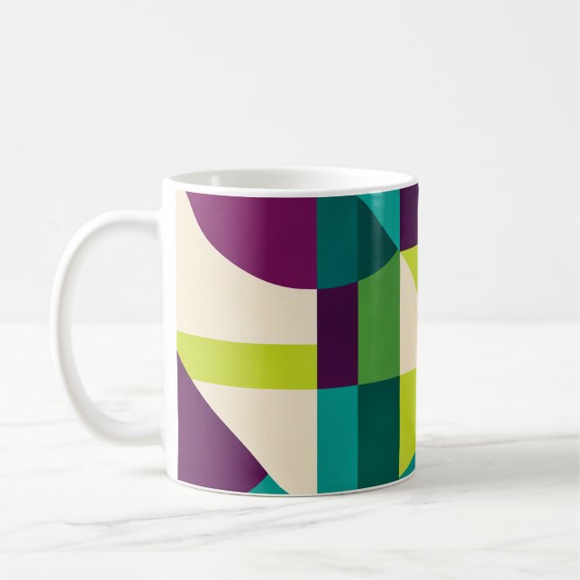 Plum Teal Geometric Abstract Kaffeetasse (Links)