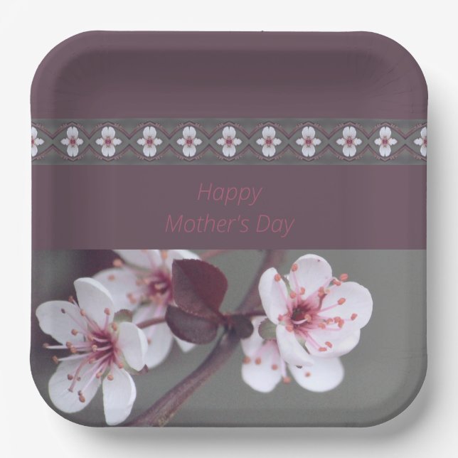 Plum und Aquamariner grüner Platz Pappteller (Vorderseite)