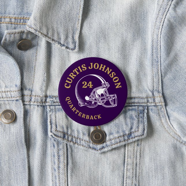 Plum und Gold Vintag Football Helmet Individuelle  Button (Beispiel)