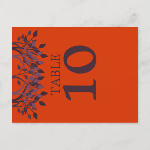 Plum und Orange Blätter Tischnummer Cards