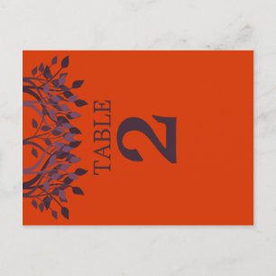 Plum und Orange Blätter Tischnummer Karten 2