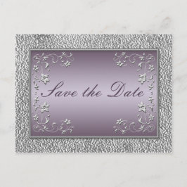 Plum und Pewter Floral Save the Date Postkarte