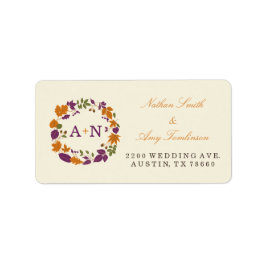 Plum und Pumpkin Fall Wreath Address Labels Adressaufkleber