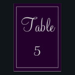 Plum und Silber Tischnummer<br><div class="desc">Eine elegante Tischkarte,  die wirklich phantastisch ist,  zeigt dieses Element ein Pflaume und Silber-Design mit leicht zu füllenden Vorlagen. Der Text kann angepasst werden,  ebenso die Farbe der Tischkarte und des Quadrats. Personalisieren Sie Ihre noch heute!</div>