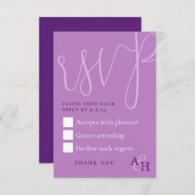 Plum violet calligraphie Script Mariage Carte RSVP