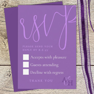 Plum violet calligraphie Script Mariage Carte RSVP