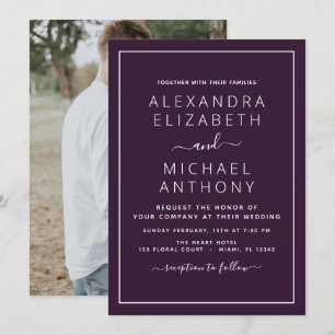 Plum violet Mariage avec invitation photo