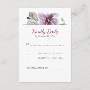 Plum Watercolor Blossom Wedding Cartes RSVP