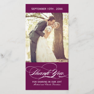 Plum Wedding Danke Foto Card (4x8)
