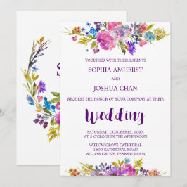 Plum Wedding Invitation Card mit Monogram Backing Einladung