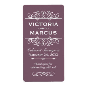 Plum Wedding Wine Bottle Monogram Fevor Labels
