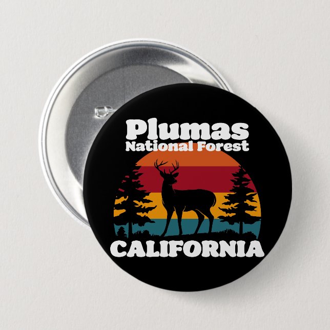 Plumas National Forest California Button (Vorne & Hinten)