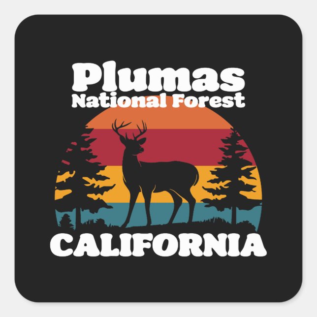 Plumas National Forest California Quadratischer Aufkleber (Vorderseite)