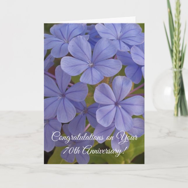 Plumbago Personalisiert 70. Hochzeitstag Karte (Vorderseite)