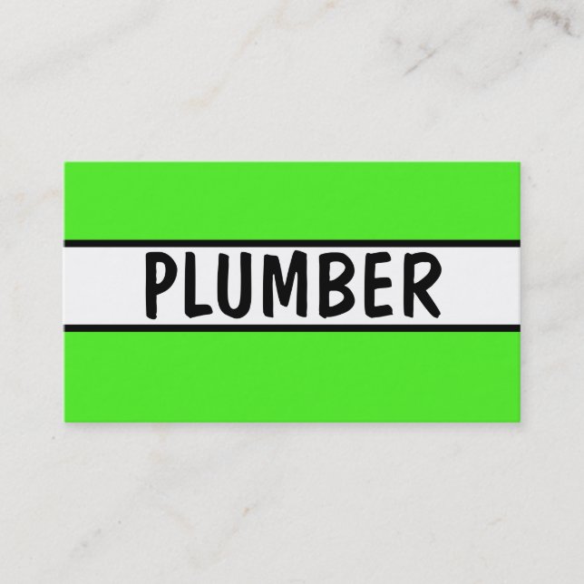 Plumber Neon Green Visitenkarte (Vorderseite)