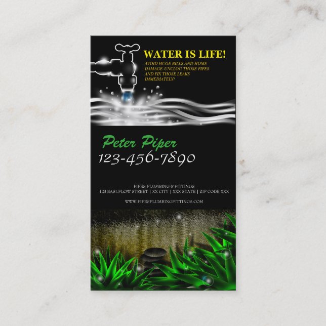 Plumber Plumbing Service Business Card Visitenkarte (Vorderseite)