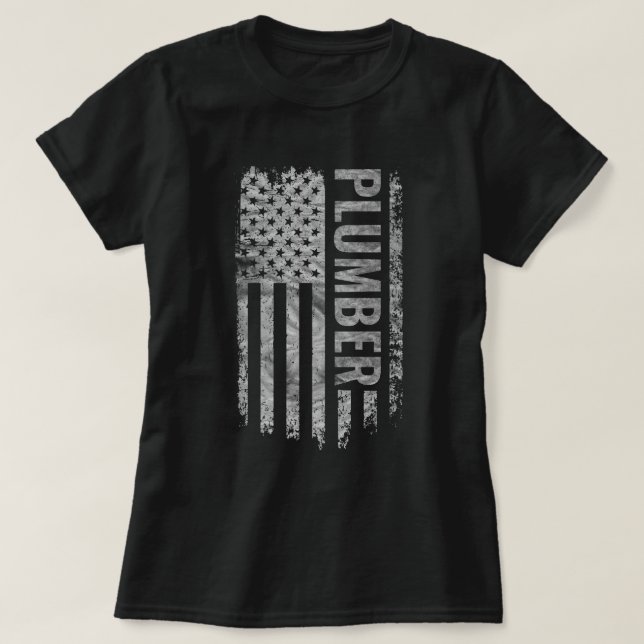 Plumber USA Flag Distressed design T-Shirt (Design vorne)