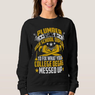 Plumber Using a High School Diploma  Handyman Plum Sweatshirt