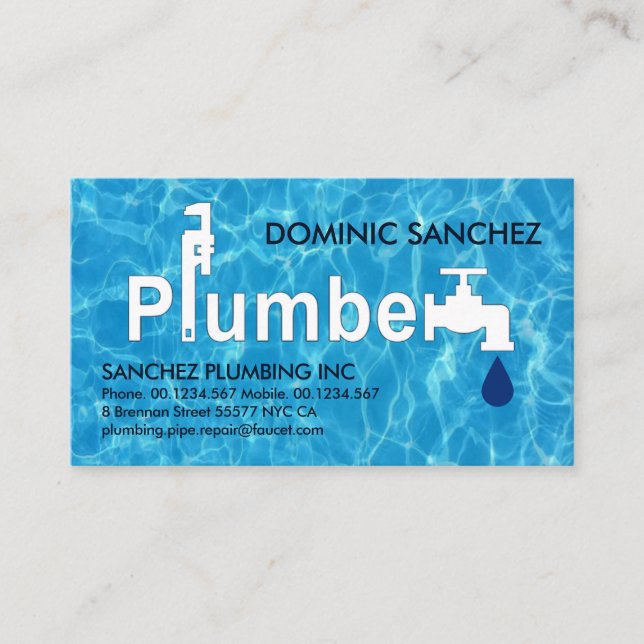 Plumberzeichen auf Wasserspiegelung Visitenkarte (Vorderseite)