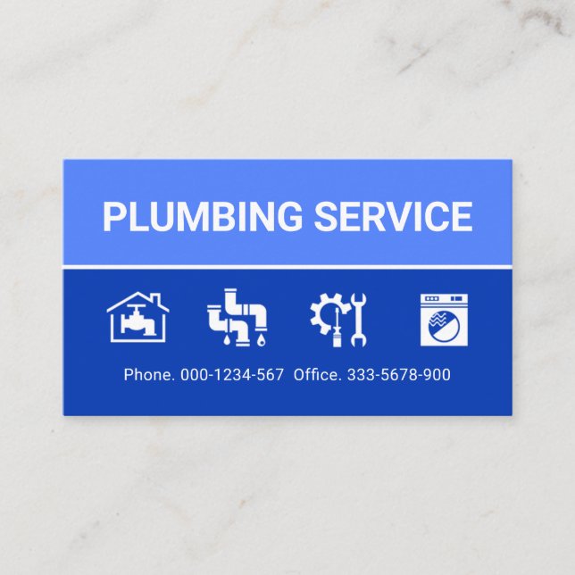 Plumbing Icons On Blue Layers Visitenkarte (Vorderseite)