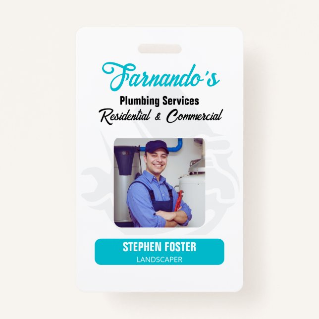 Plumbing Service Water Drop Logo Plumber Business Ausweis (Vorderseite)