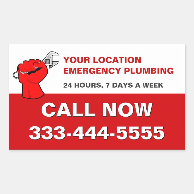 PLUMBING SERVICES & LOKALE NOTFALLPLUMBERN RECHTECKIGER AUFKLEBER (Vorderseite)