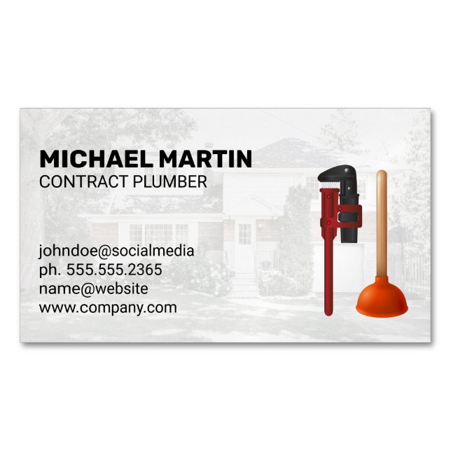 Plumbing Tools | Residential | Blue Collar Work Magnetische Visitenkarte (Vorderseite)