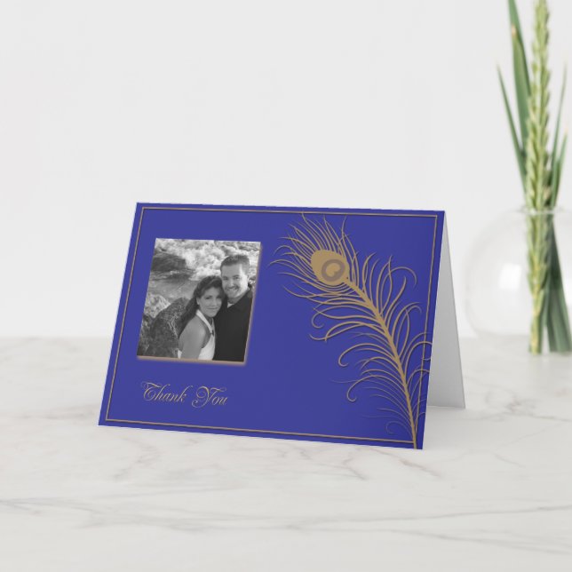 Plume de paon Carte de remerciements (Devant)