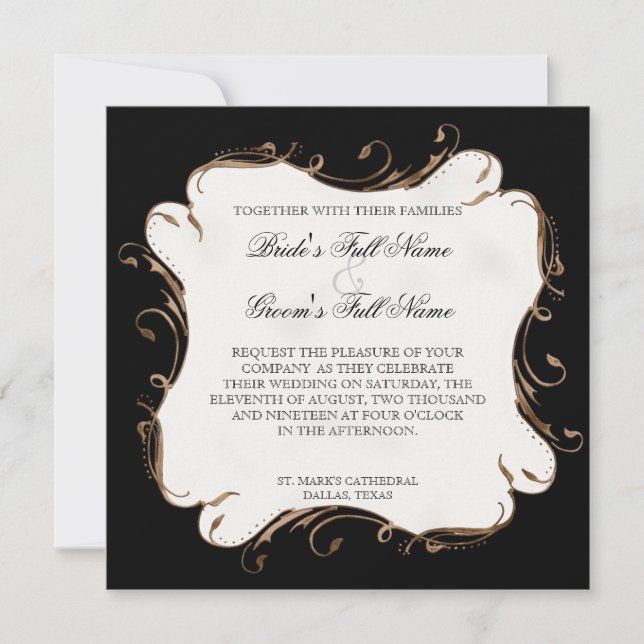 Plume de paon en torrents - Faire-part de mariage (Devant)