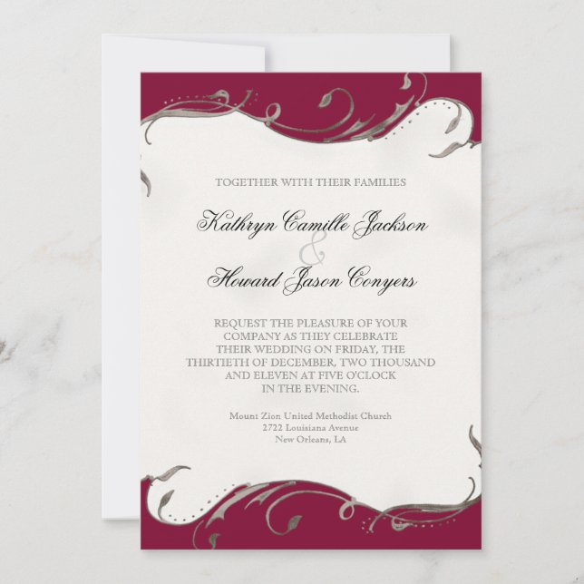 Plume de paon en torrents - Faire-part de mariage (Devant)