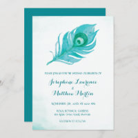 Plume de paon Monogramme Invitations de mariage