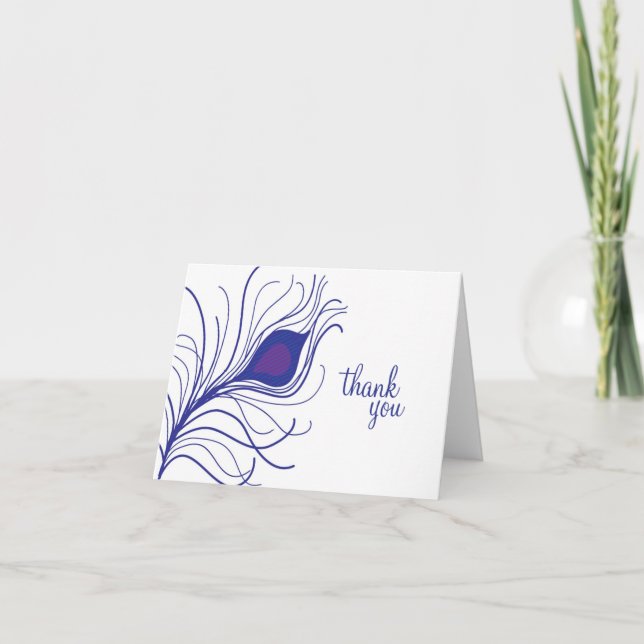 Plume de paon violet Merci (Devant)