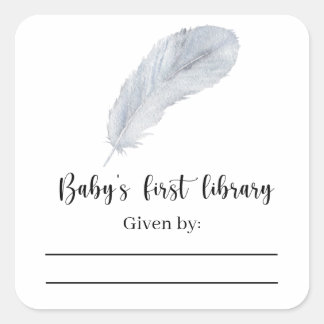 Plume - Étiquette de livre pour Baby Shower