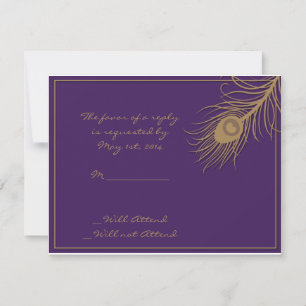 Plume Peacock dans Gold et Plum carte de réponse