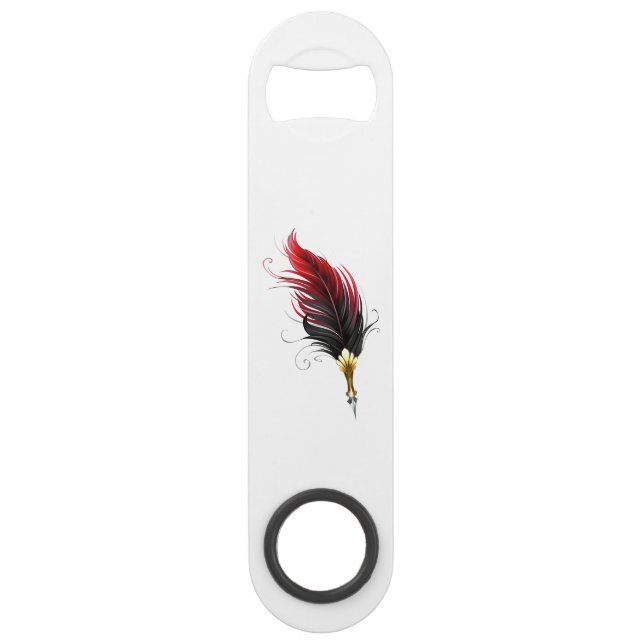 Plume rouge avec pointe en or (Devant)