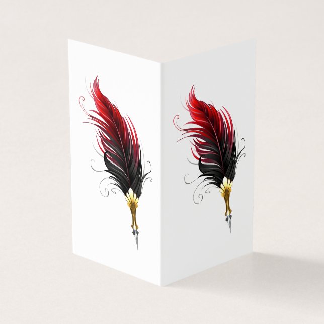 Plume rouge avec pointe en or (Outside)