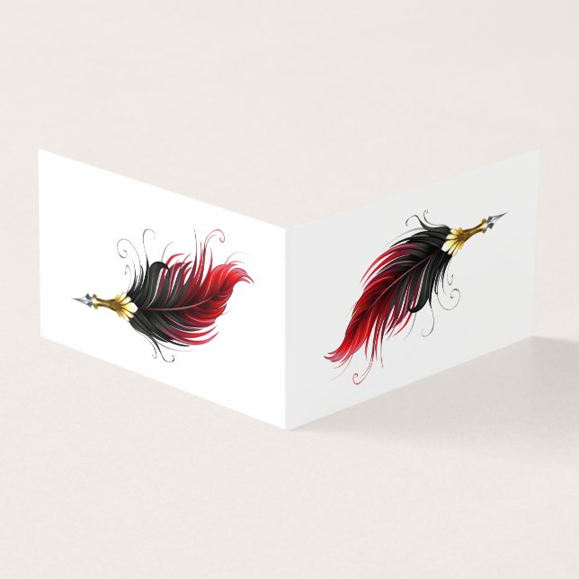 Plume rouge avec pointe en or (Outside)